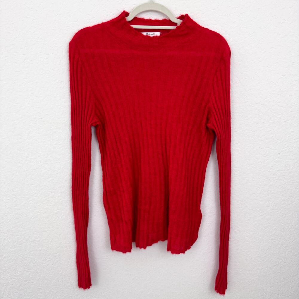 Madewell Womens Alpaca Blend Mockneck Sweater Size XL Lightweight Bright Cherry